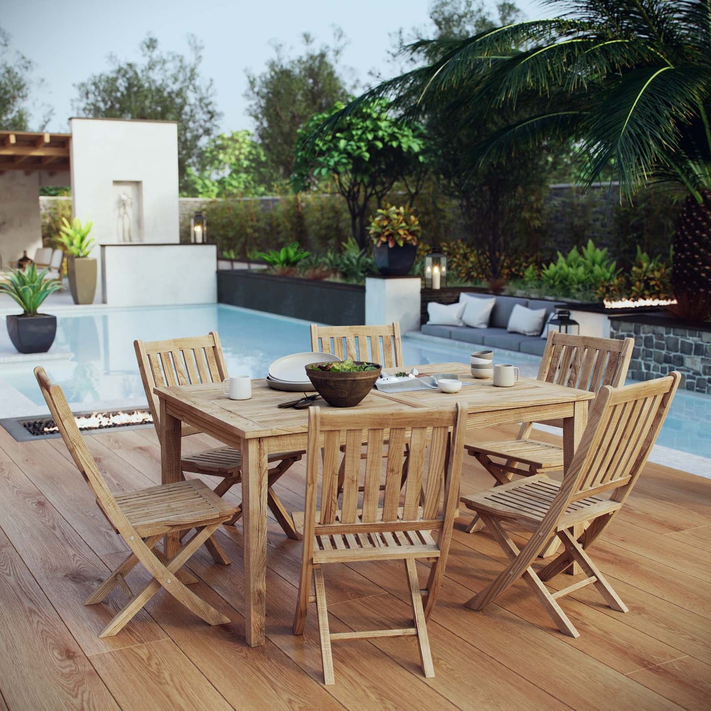 Modway Furniture Marina 7 Piece Outdoor Patio Teak Dining Set by Modway – EEI-3206-NAT-SET