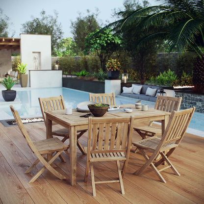 Modway Furniture Marina 7 Piece Outdoor Patio Teak Dining Set by Modway – EEI-3294-NAT-WHI-SET