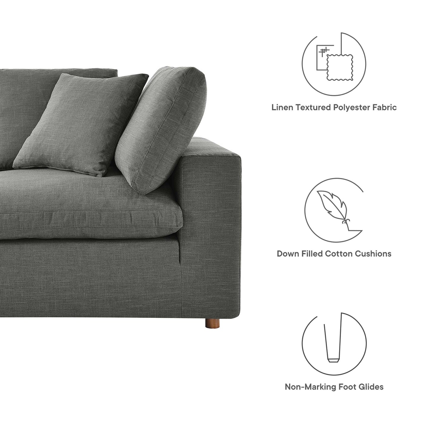 Modway Furniture Commix 5 Piece Down Filled Overstuffed Sectional Sofa by Modway - EEI-3359-BLK