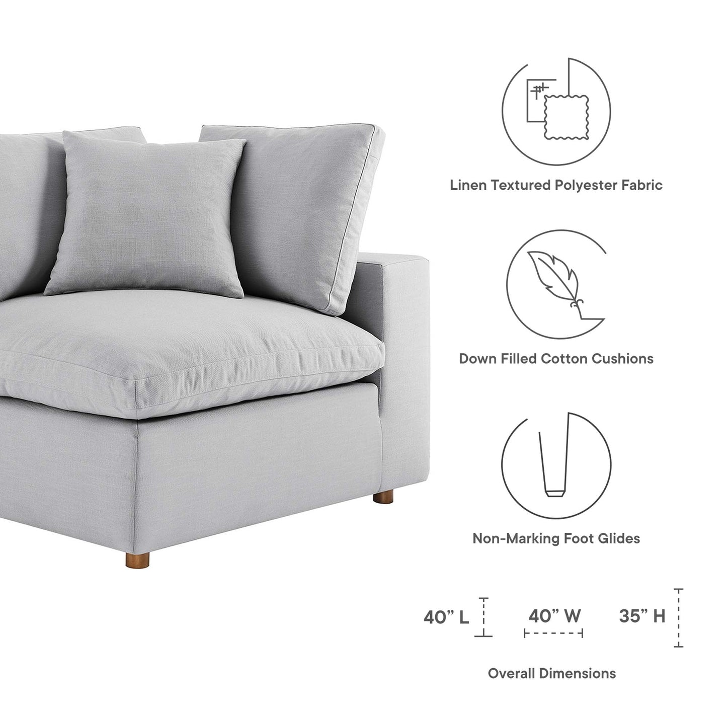 Modway Furniture Commix 5 Piece Down Filled Overstuffed Sectional Sofa by Modway - EEI-3359-BLK