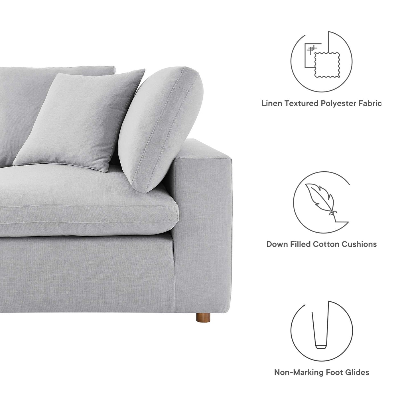 Modway Furniture Commix 5 Piece Down Filled Overstuffed Sectional Sofa by Modway - EEI-3359-BLK