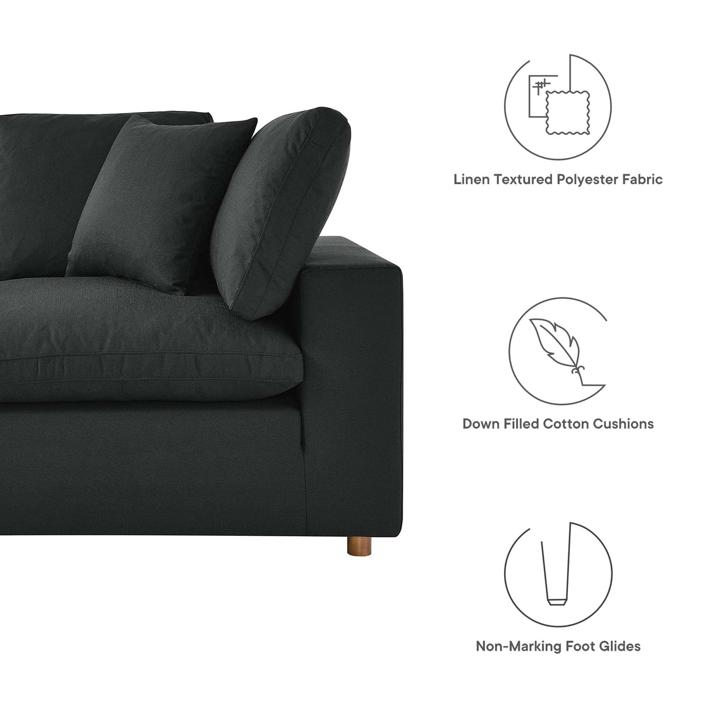 Modway Furniture Commix 8-Piece Down Filled Overstuffed Sectional Sofa by Modway - EEI-3363-BLK