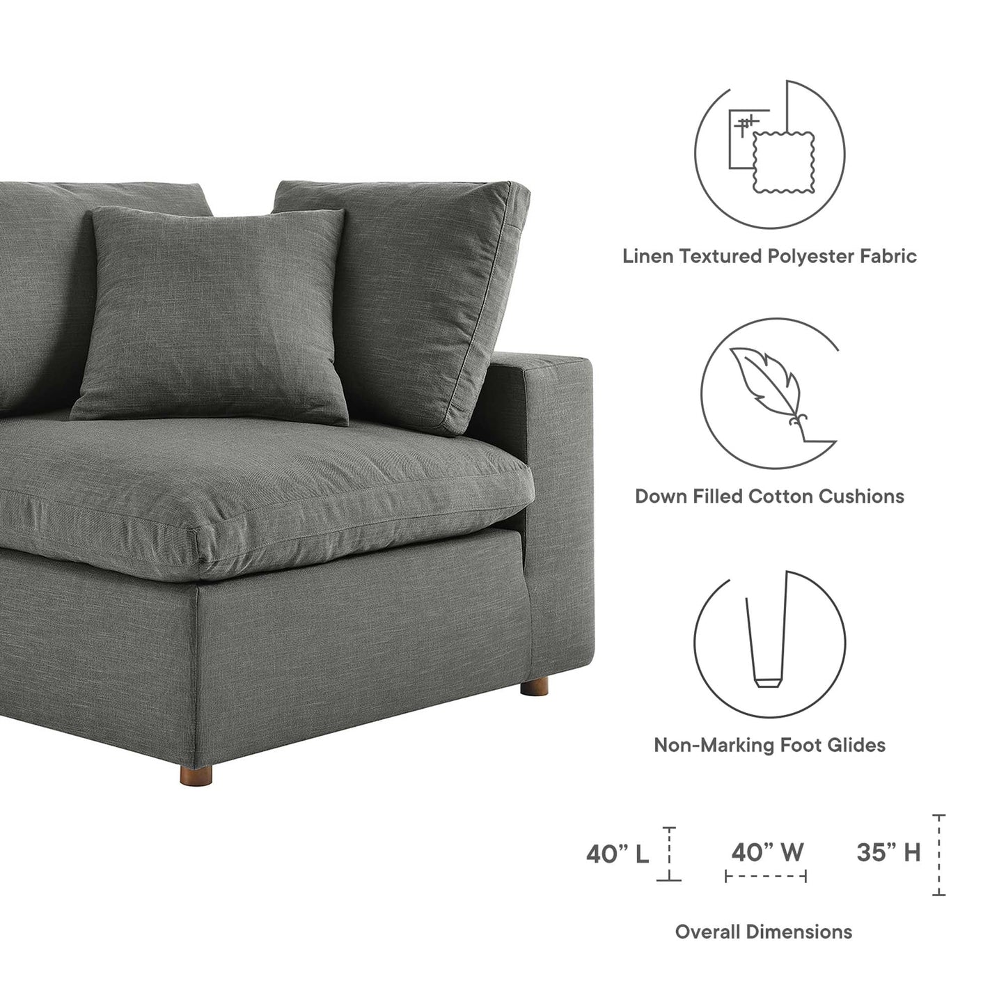 Modway Furniture Commix 7-Piece Down Filled Overstuffed Sectional Sofa by Modway - EEI-3364-BLK