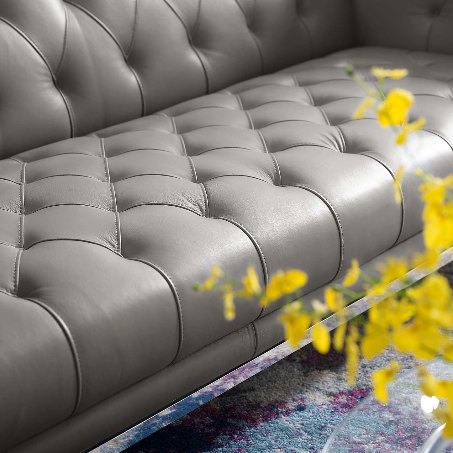 Modway Idyll Tufted Button Upholstered Leather Chesterfield Sofa - EEI-3441-TAN