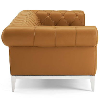 Modway Idyll Tufted Button Upholstered Leather Chesterfield Sofa - EEI-3441-TAN