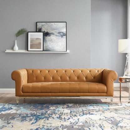 Modway Idyll Tufted Button Upholstered Leather Chesterfield Sofa - EEI-3441-TAN