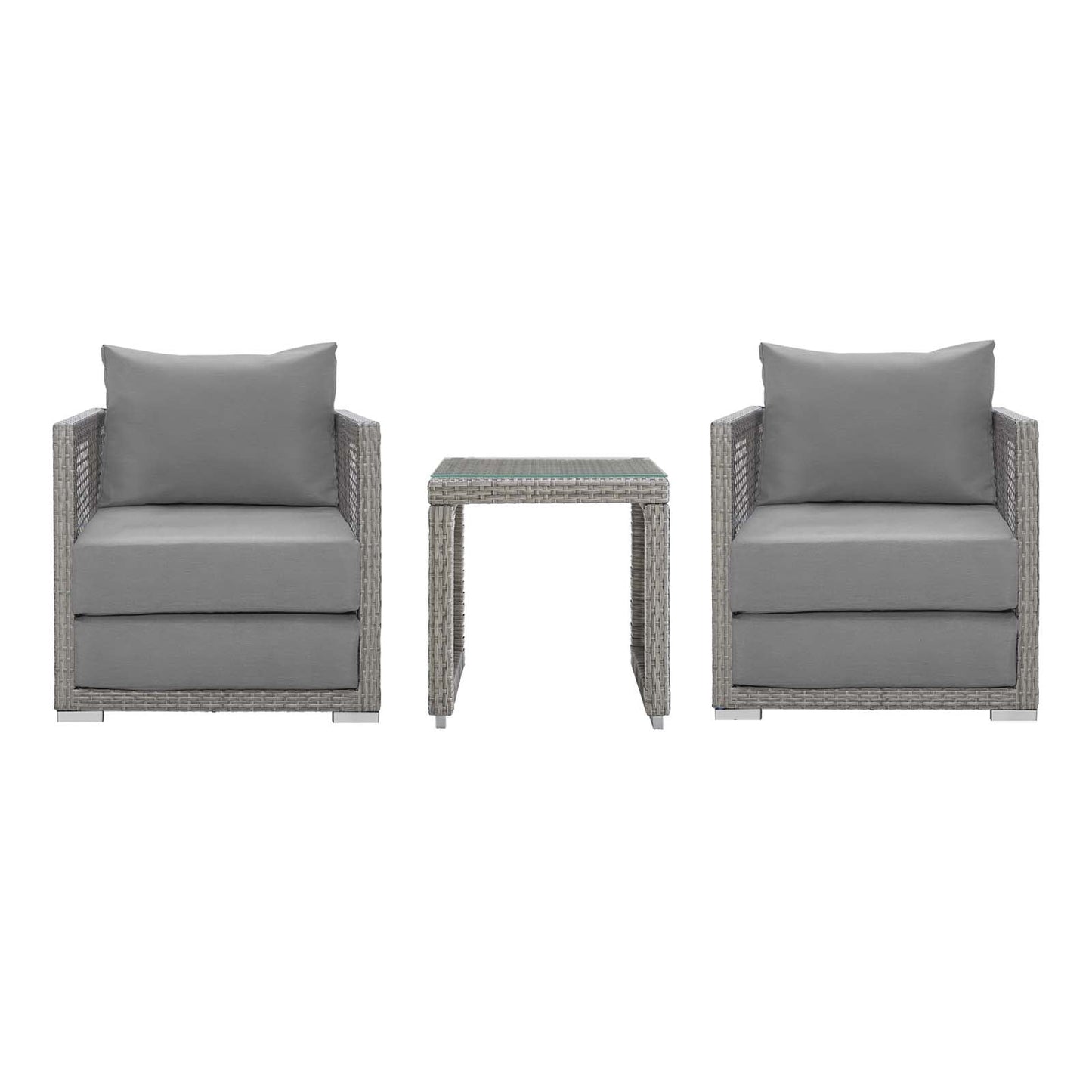 Modway Furniture Aura 3 Piece Outdoor Patio Wicker Rattan Set – EEI-3595-GRY-GRY-SET