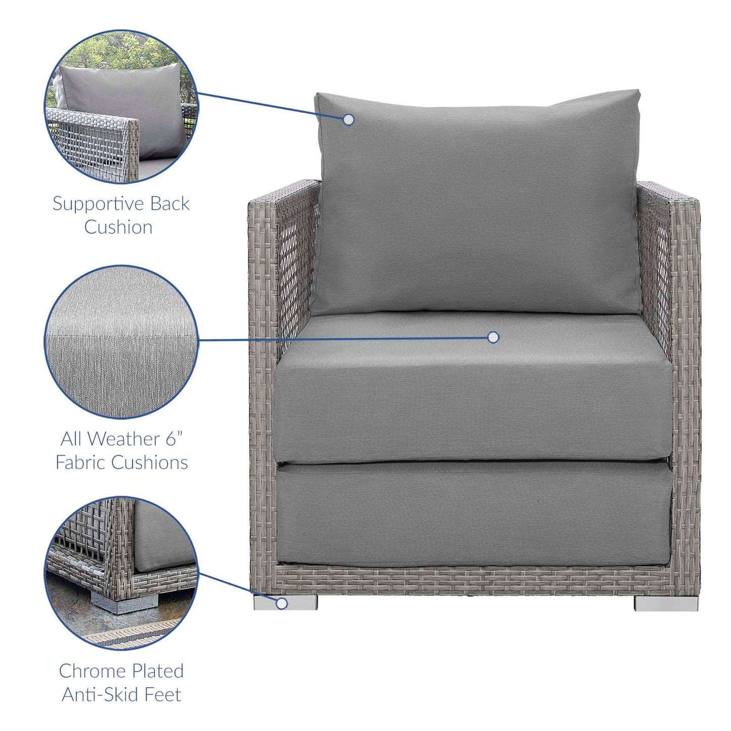 Modway Furniture Aura 3 Piece Outdoor Patio Wicker Rattan Set – EEI-3595-GRY-GRY-SET
