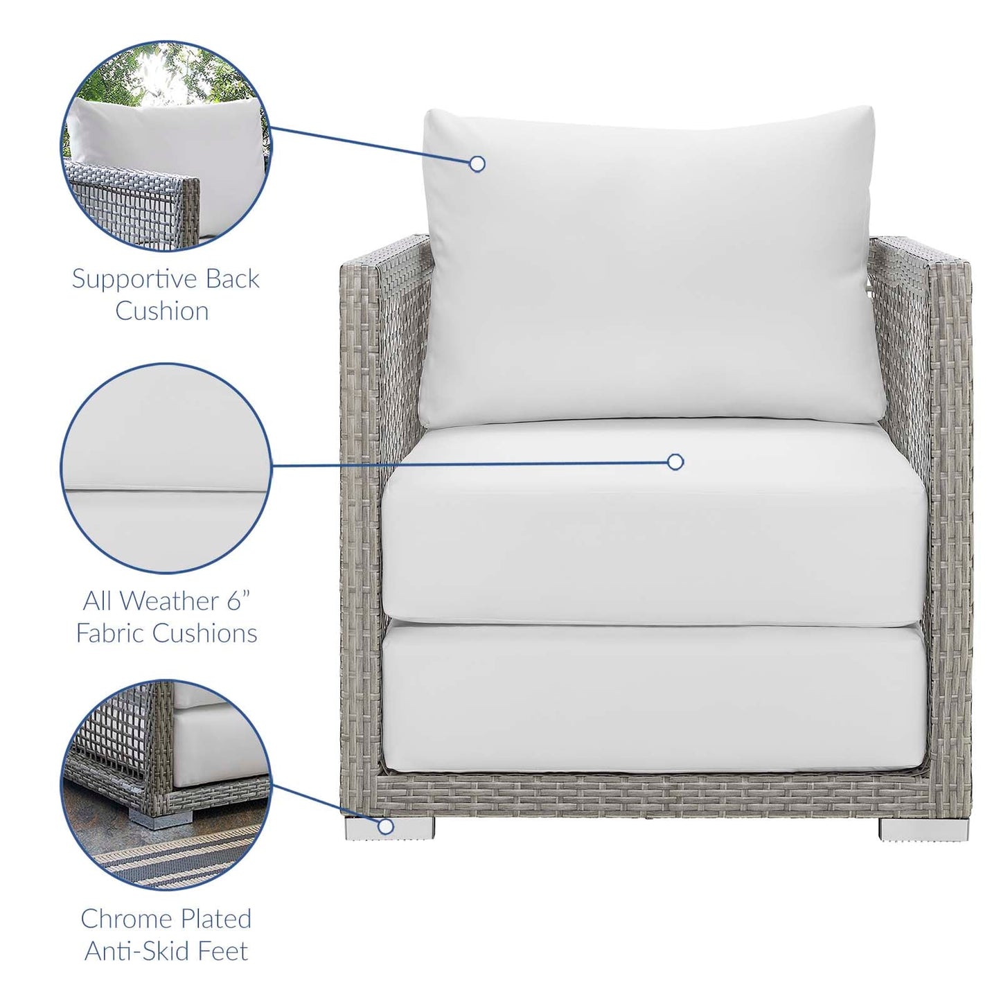 Modway Furniture Aura 3 Piece Outdoor Patio Wicker Rattan Set – EEI-3595-GRY-GRY-SET