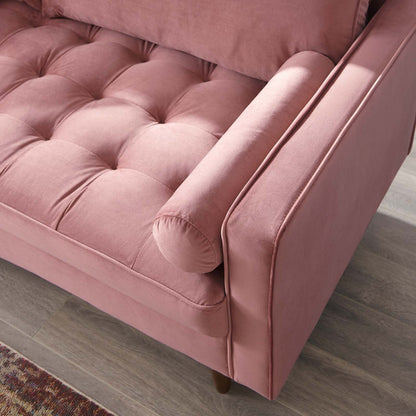 Modway Furniture Valour Modern Velvet Sofa - Stylish Mid-Century Design with Stain-Resistant Fabric & Pocket Coils