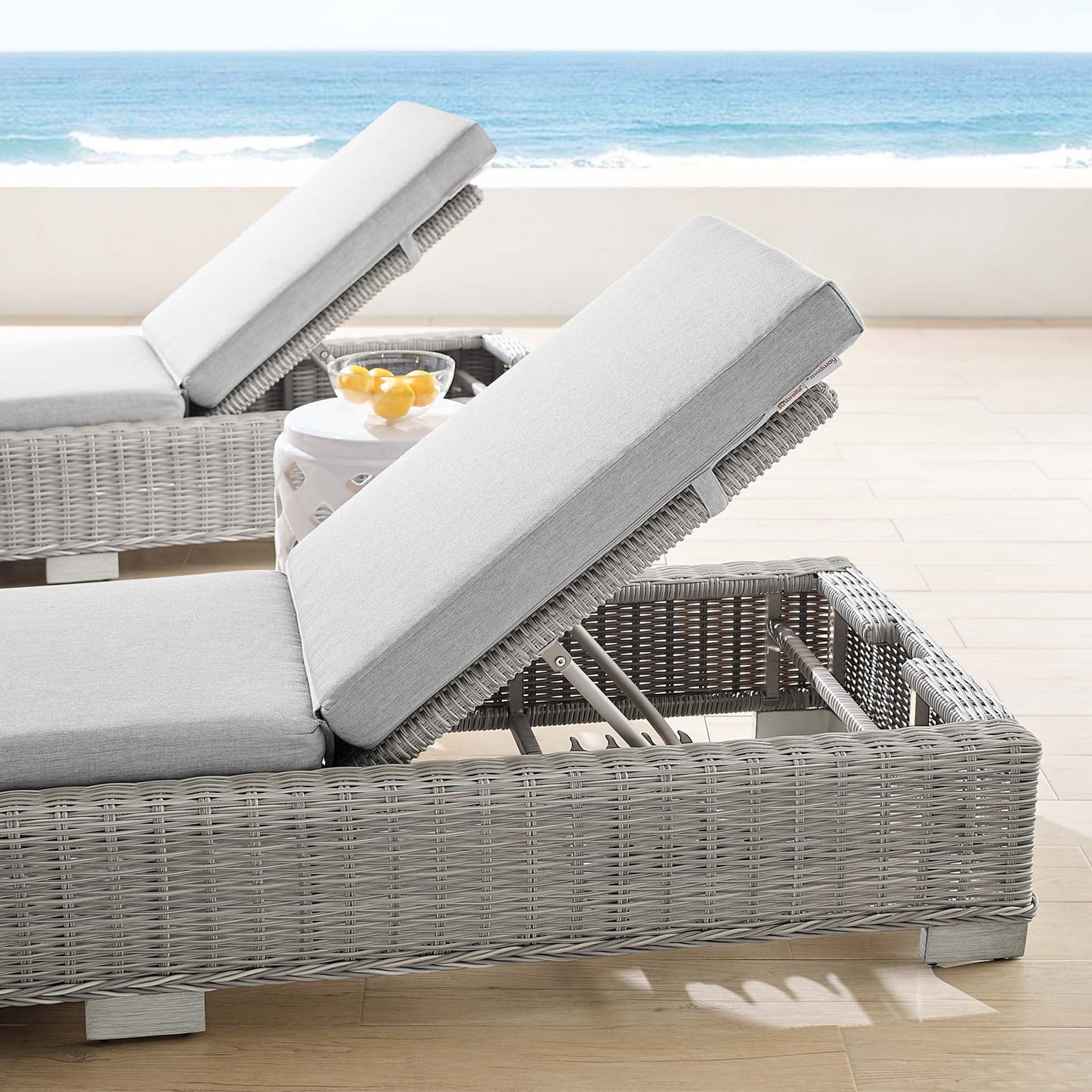 Modway Furniture Conway Sunbrella Outdoor Patio Wicker Rattan Chaise Lounge - EEI-3978-LGR-NAV