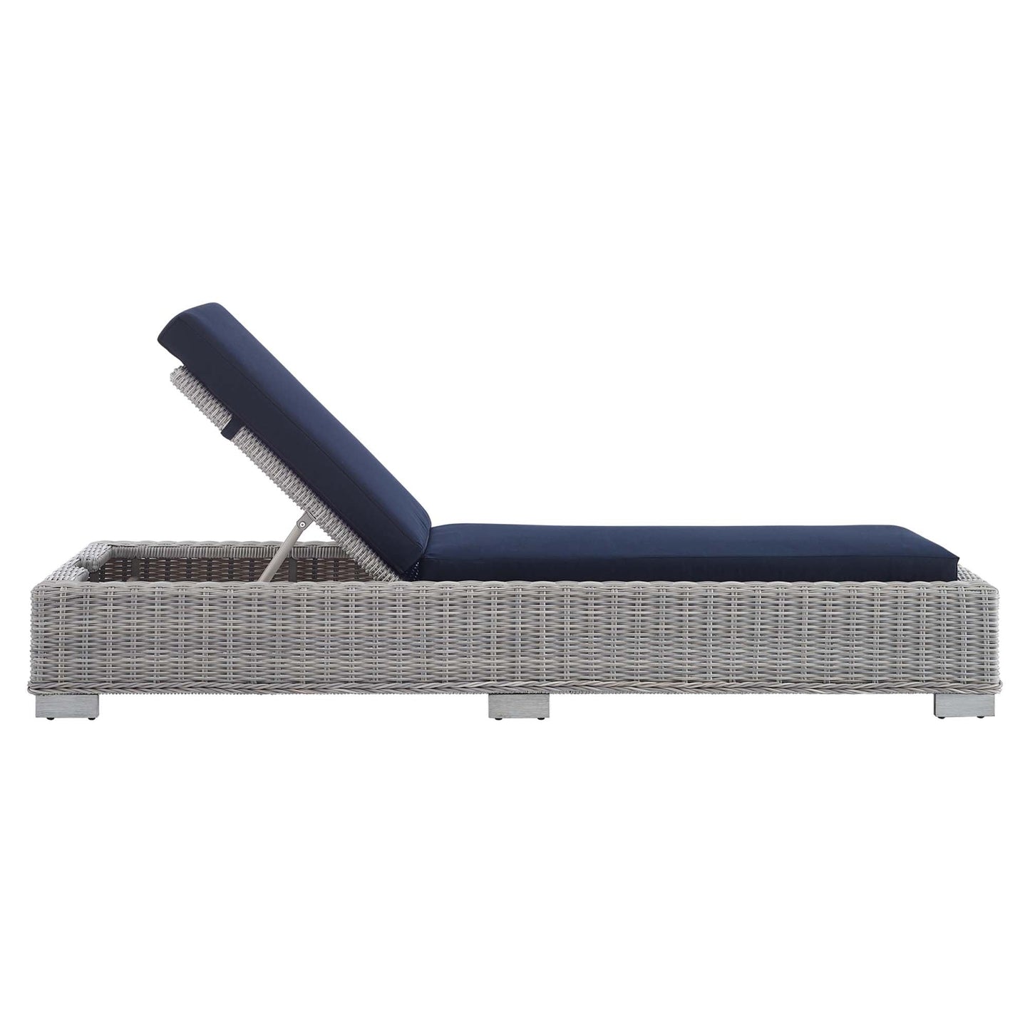 Modway Furniture Conway Sunbrella Outdoor Patio Wicker Rattan Chaise Lounge - EEI-3978-LGR-NAV