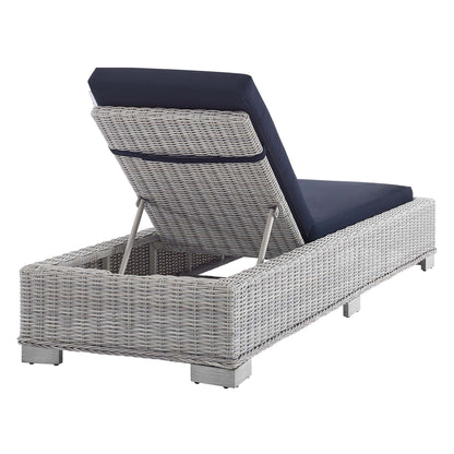 Modway Furniture Conway Sunbrella Outdoor Patio Wicker Rattan Chaise Lounge - EEI-3978-LGR-NAV