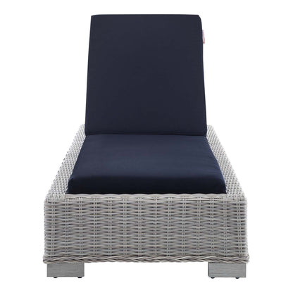 Modway Furniture Conway Sunbrella Outdoor Patio Wicker Rattan Chaise Lounge - EEI-3978-LGR-NAV