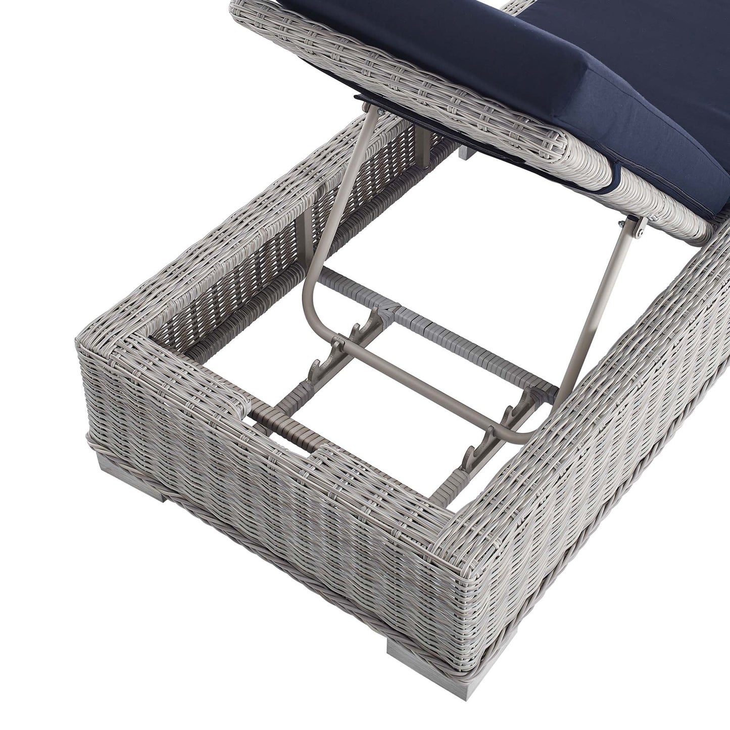Modway Furniture Conway Sunbrella Outdoor Patio Wicker Rattan Chaise Lounge - EEI-3978-LGR-NAV