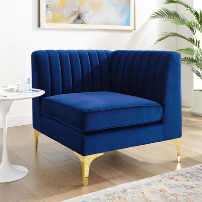Modway Furniture Triumph Channel Tufted Velvet Corner Chair – Luxe Retro Modern Design for Stylish Living Spaces