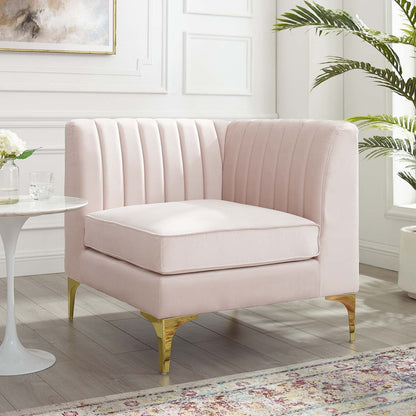 Modway Furniture Triumph Channel Tufted Velvet Corner Chair – Luxe Retro Modern Design for Stylish Living Spaces