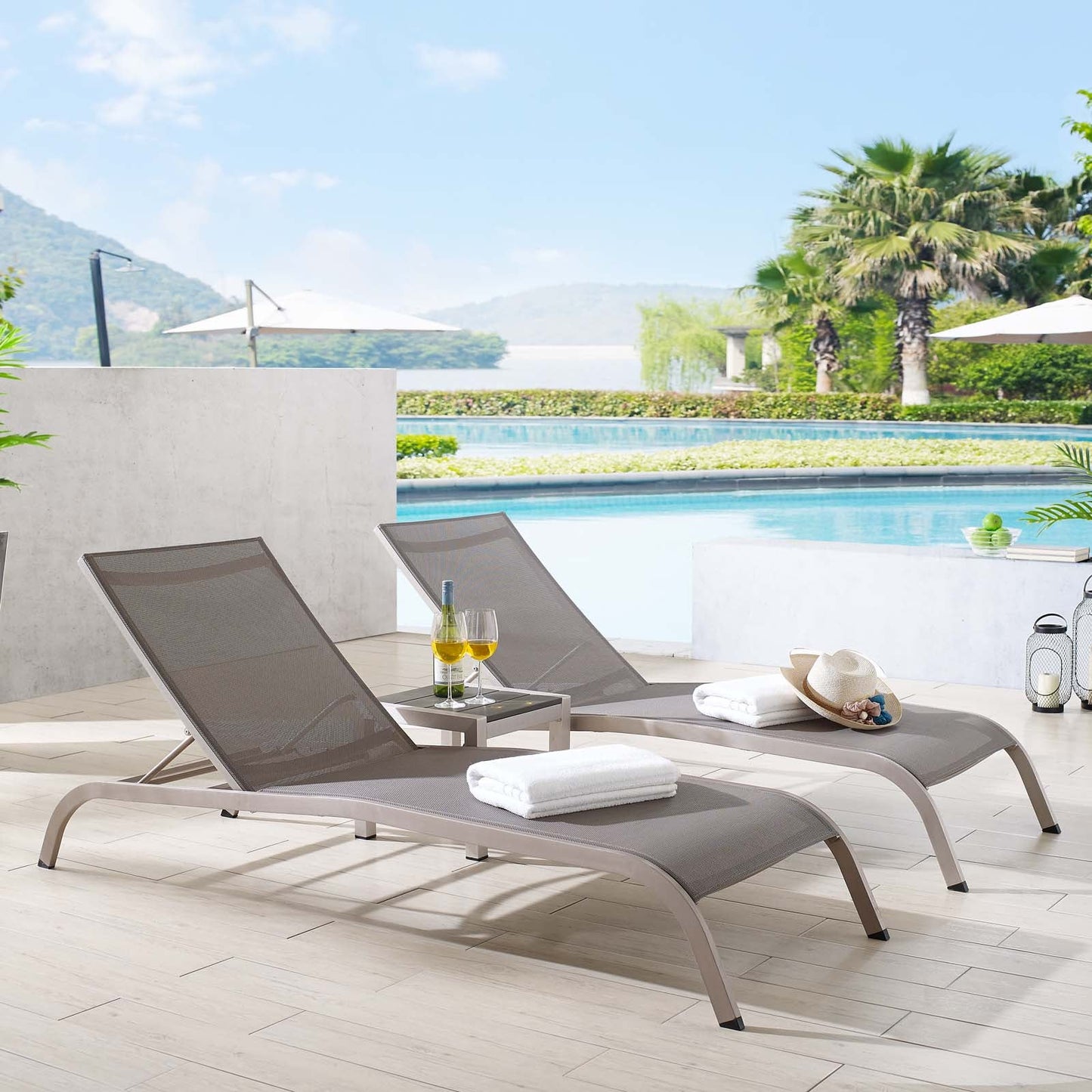 Modway Savannah 3 Piece Outdoor Patio Mesh Set