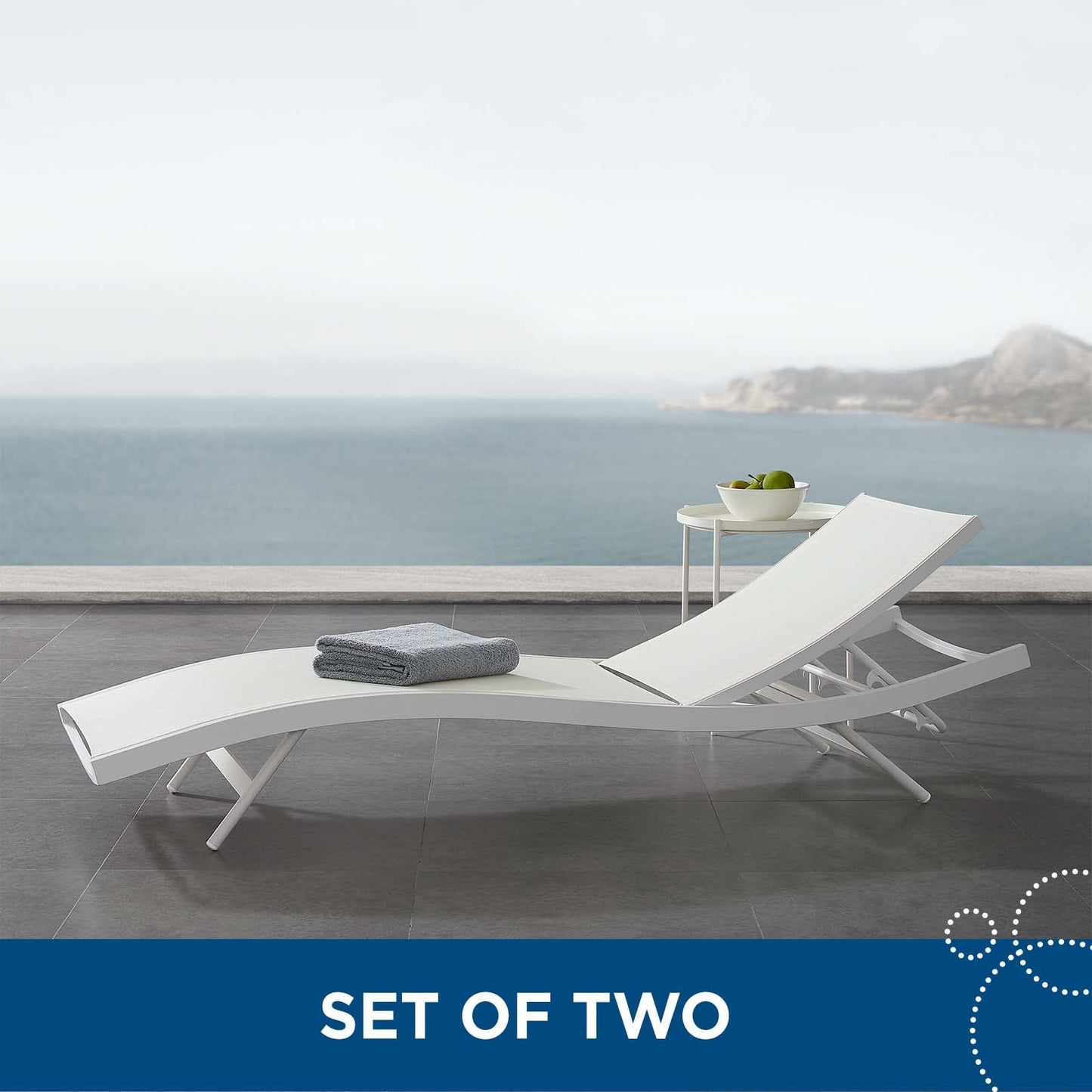 Modway Furniture Glimpse Outdoor Patio Mesh Chaise Lounge Set of 2 - EEI-4038-WHI-GRY