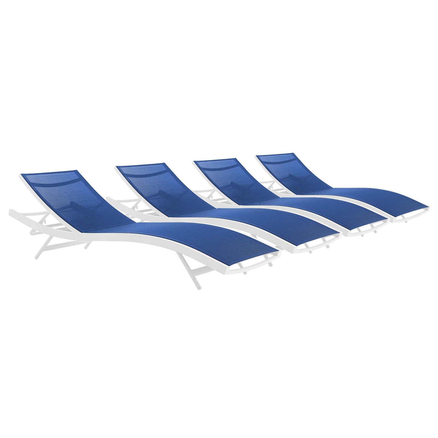 Modway Glimpse Outdoor Patio Mesh Chaise Lounge Set of 4