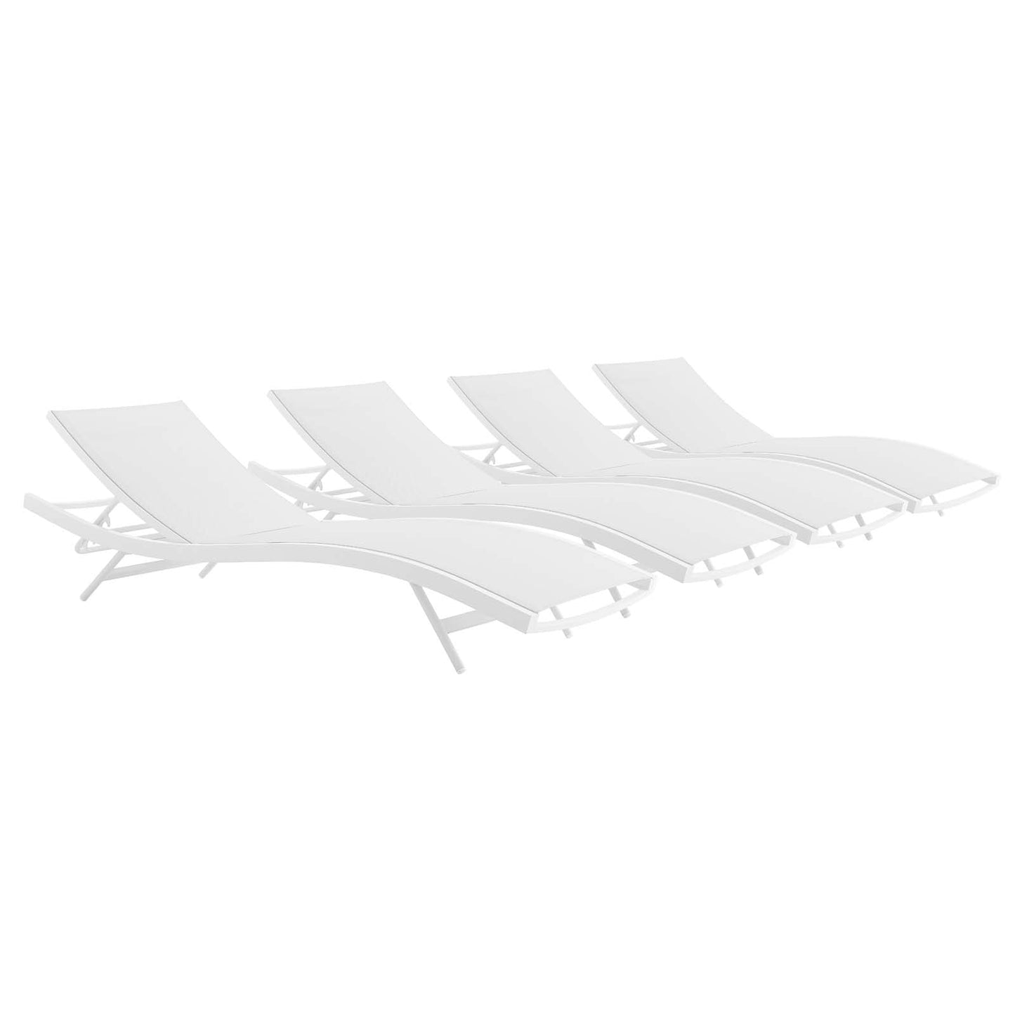 Modway Glimpse Outdoor Patio Mesh Chaise Lounge Set of 4