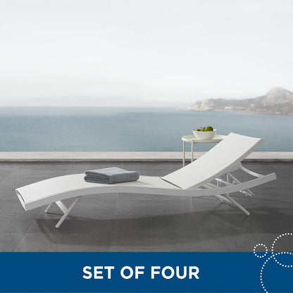 Modway Glimpse Outdoor Patio Mesh Chaise Lounge Set of 4