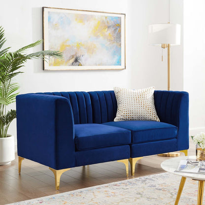 Modway Furniture Triumph Channel Tufted Performance Velvet Loveseat - Retro Modern Glam, Stain-Resistant, Luxurious Comfort