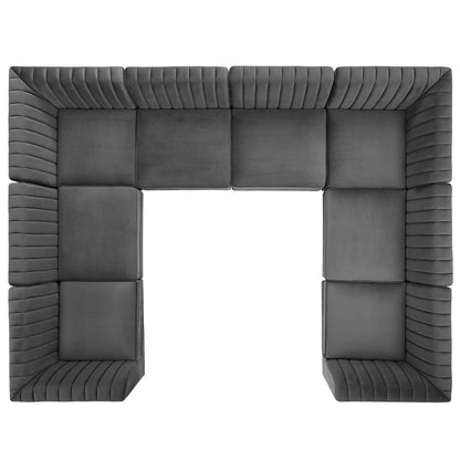 Modway Furniture Triumph Channel Tufted Velvet 8-Piece Sectional Sofa - Luxe Retro Design with Stain-Resistant Fabric