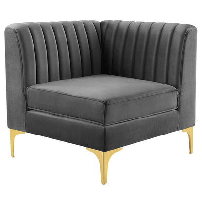 Modway Furniture Triumph Channel Tufted Velvet 8-Piece Sectional Sofa - Luxe Retro Design with Stain-Resistant Fabric