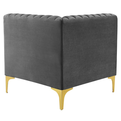 Modway Furniture Triumph Channel Tufted Velvet 8-Piece Sectional Sofa - Luxe Retro Design with Stain-Resistant Fabric