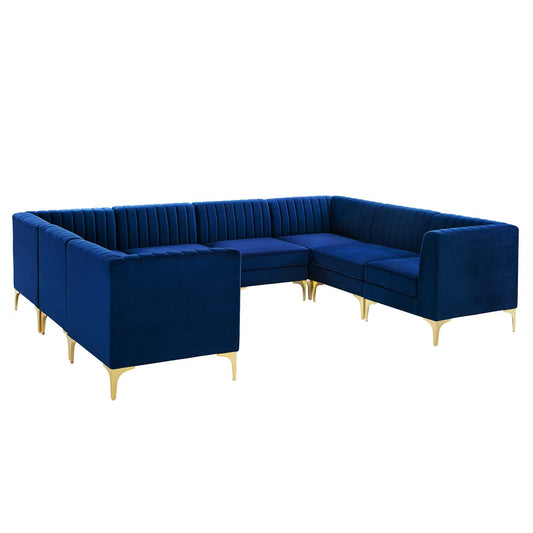 Modway Furniture Triumph Channel Tufted Velvet 8-Piece Sectional Sofa - Luxe Retro Design with Stain-Resistant Fabric