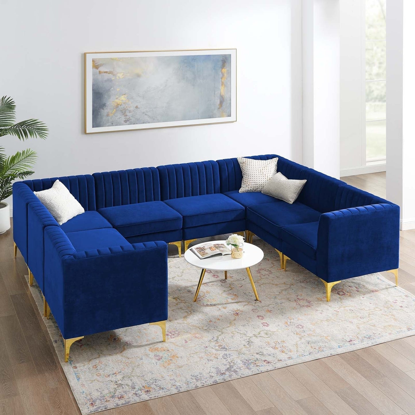 Modway Furniture Triumph Channel Tufted Velvet 8-Piece Sectional Sofa - Luxe Retro Design with Stain-Resistant Fabric