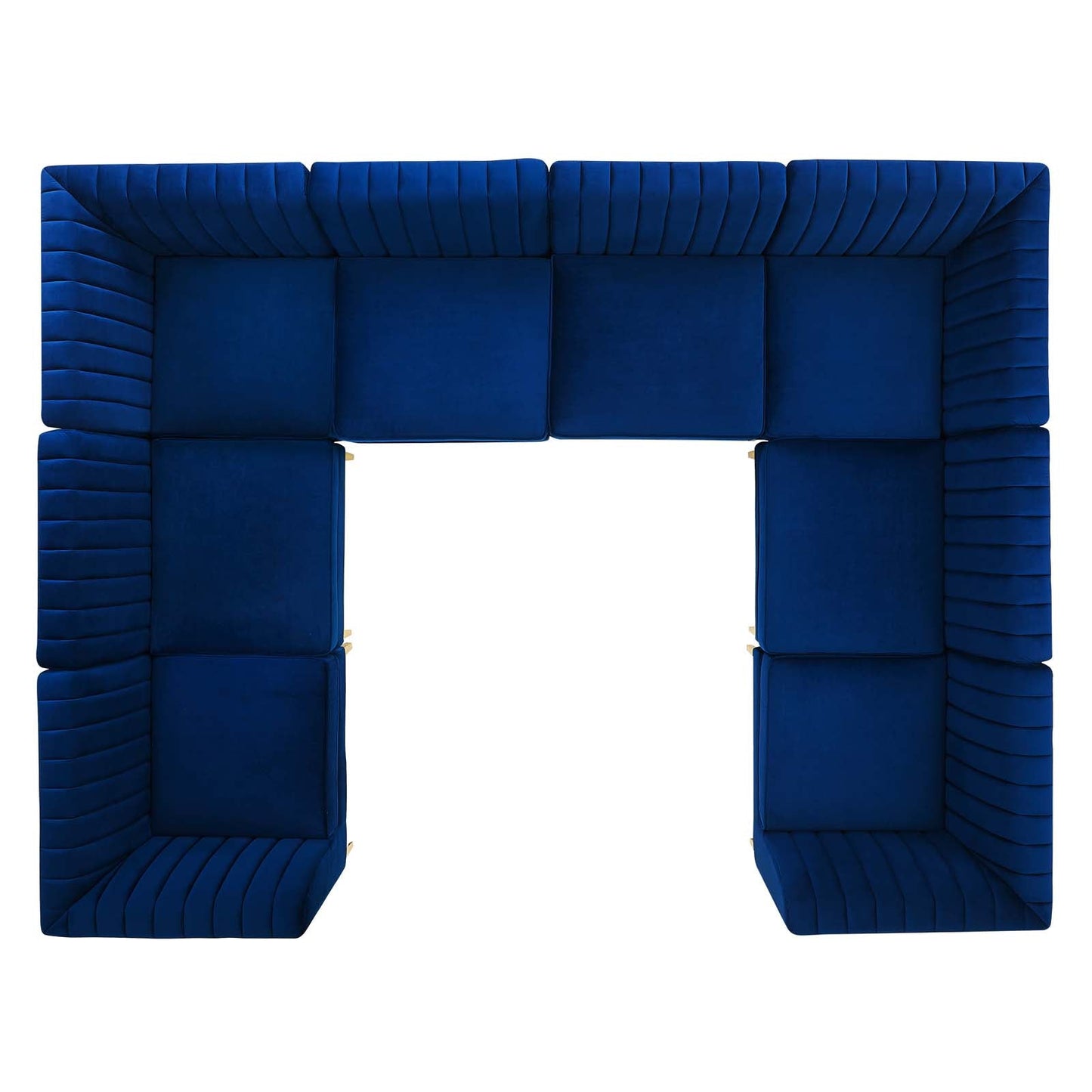 Modway Furniture Triumph Channel Tufted Velvet 8-Piece Sectional Sofa - Luxe Retro Design with Stain-Resistant Fabric