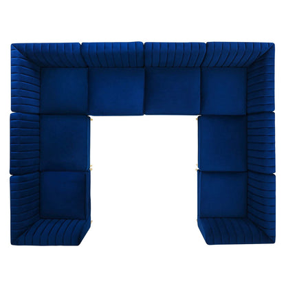 Modway Furniture Triumph Channel Tufted Velvet 8-Piece Sectional Sofa - Luxe Retro Design with Stain-Resistant Fabric
