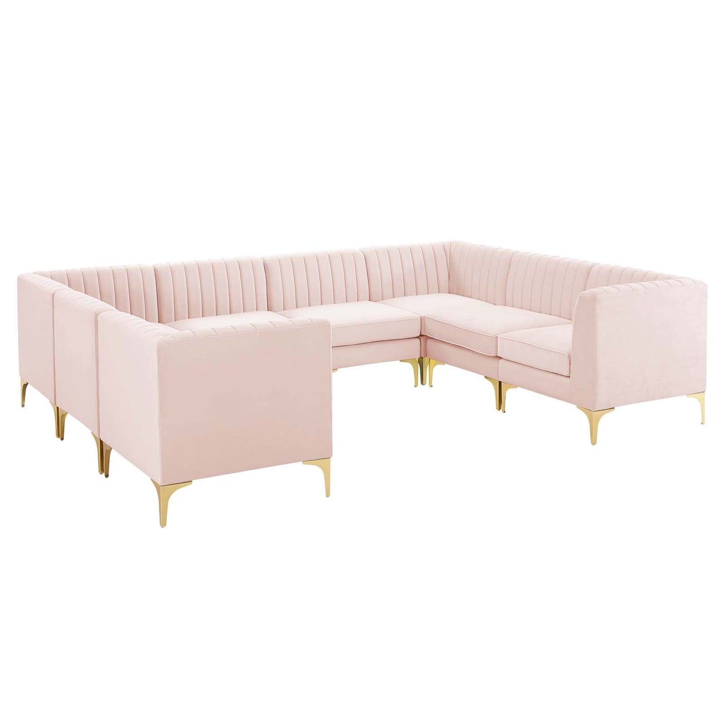 Modway Furniture Triumph Channel Tufted Velvet 8-Piece Sectional Sofa - Luxe Retro Design with Stain-Resistant Fabric