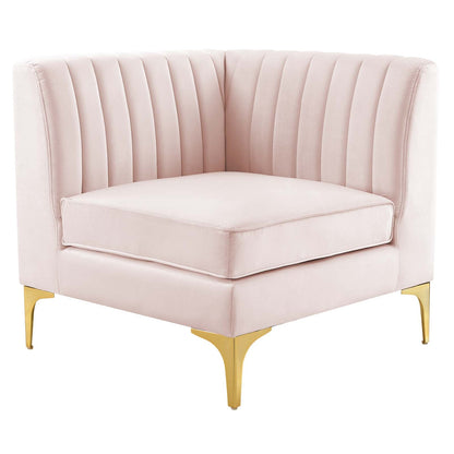 Modway Furniture Triumph Channel Tufted Velvet 8-Piece Sectional Sofa - Luxe Retro Design with Stain-Resistant Fabric