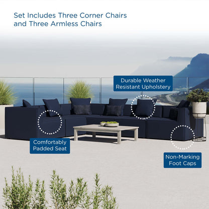 Modway Furniture Saybrook Outdoor Patio Upholstered 6-Piece Sectional Sofa by Modway – EEI-4385
