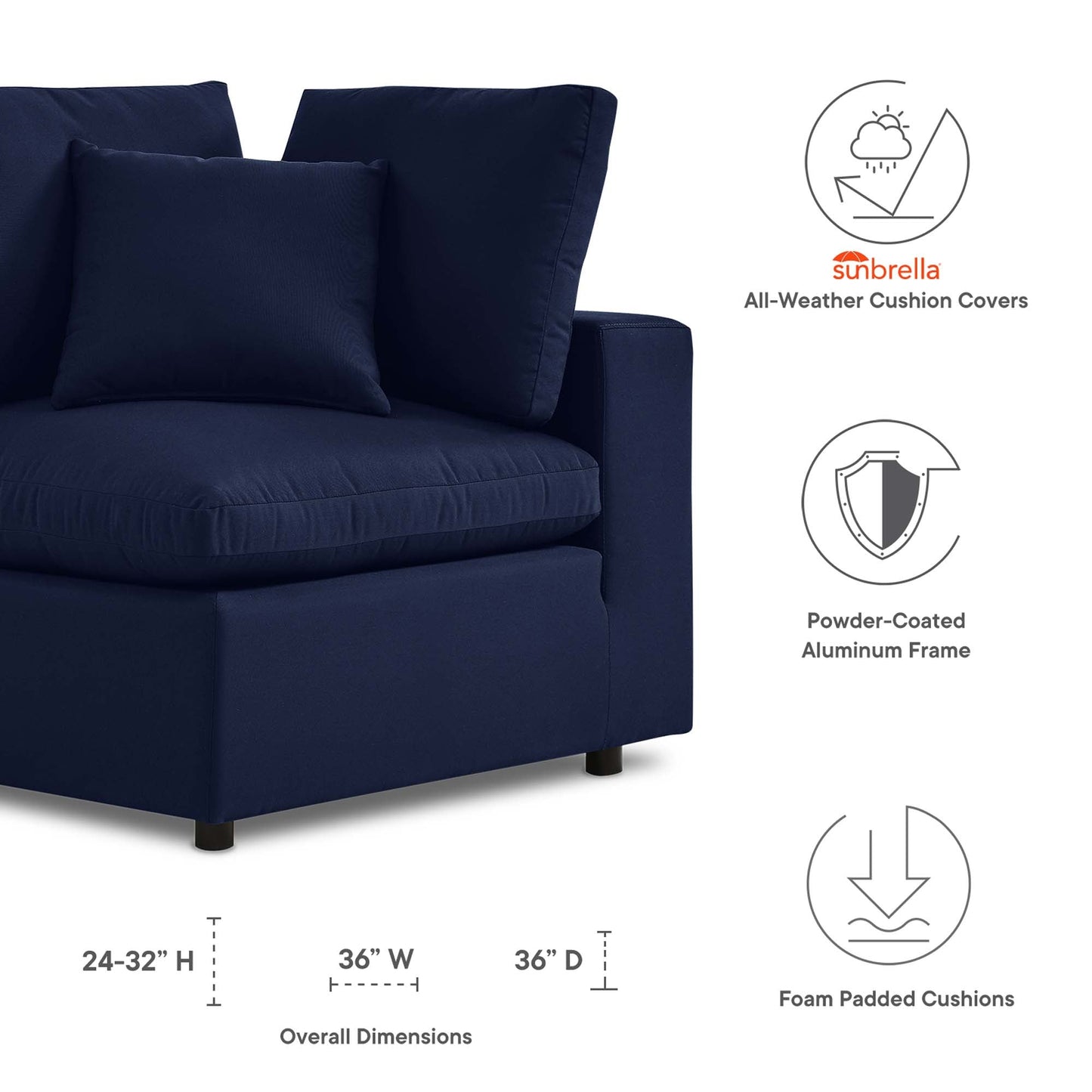 Modway Commix Sunbrella® Outdoor Patio Corner Chair