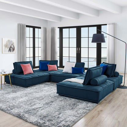 Modway Furniture Saunter 5-Piece Tufted Fabric Fabric Sectional Sofa by Modway - EEI-5210-AZU