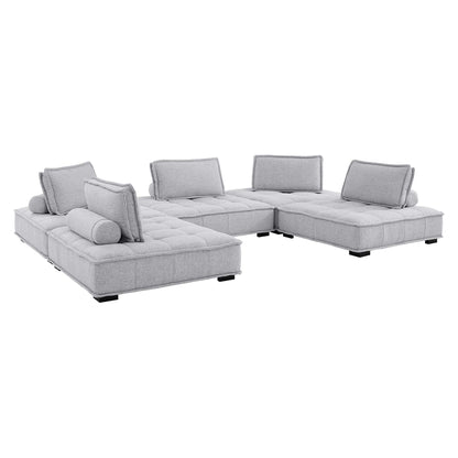 Modway Furniture Saunter 5-Piece Tufted Fabric Fabric Sectional Sofa by Modway - EEI-5210-AZU