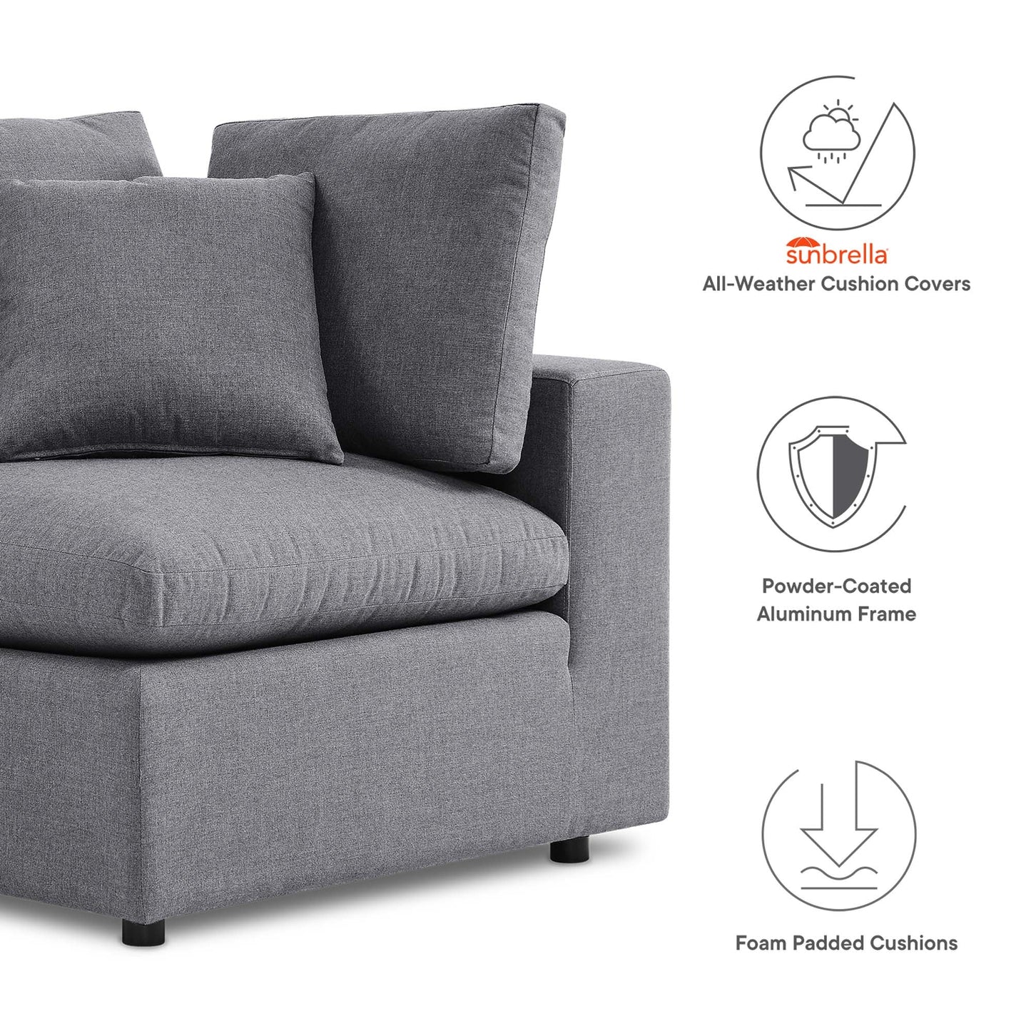 Modway Furniture Commix Sunbrella Outdoor Patio Sofa by Modway - EEI-5579-WHI
