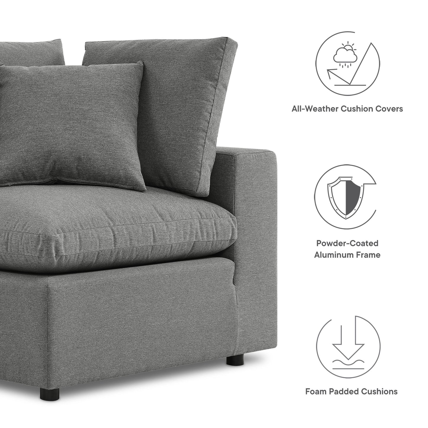 Modway Furniture Commix 7-Piece Outdoor Patio Sectional Sofa by Modway - EEI-5591-CHA