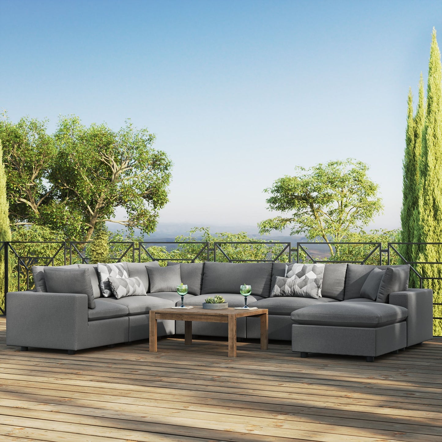 Modway Furniture Commix 7-Piece Outdoor Patio Sectional Sofa by Modway - EEI-5591-CHA