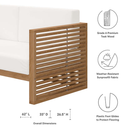 Modway Carlsbad Teak Wood Outdoor Patio Loveseat