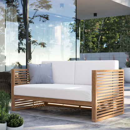 Modway Carlsbad Teak Wood Outdoor Patio Loveseat