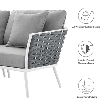 Modway Furniture Stance 8 Piece Outdoor Patio Aluminum Sectional Sofa Set by Modway - EEI-5757-WHI-GRY