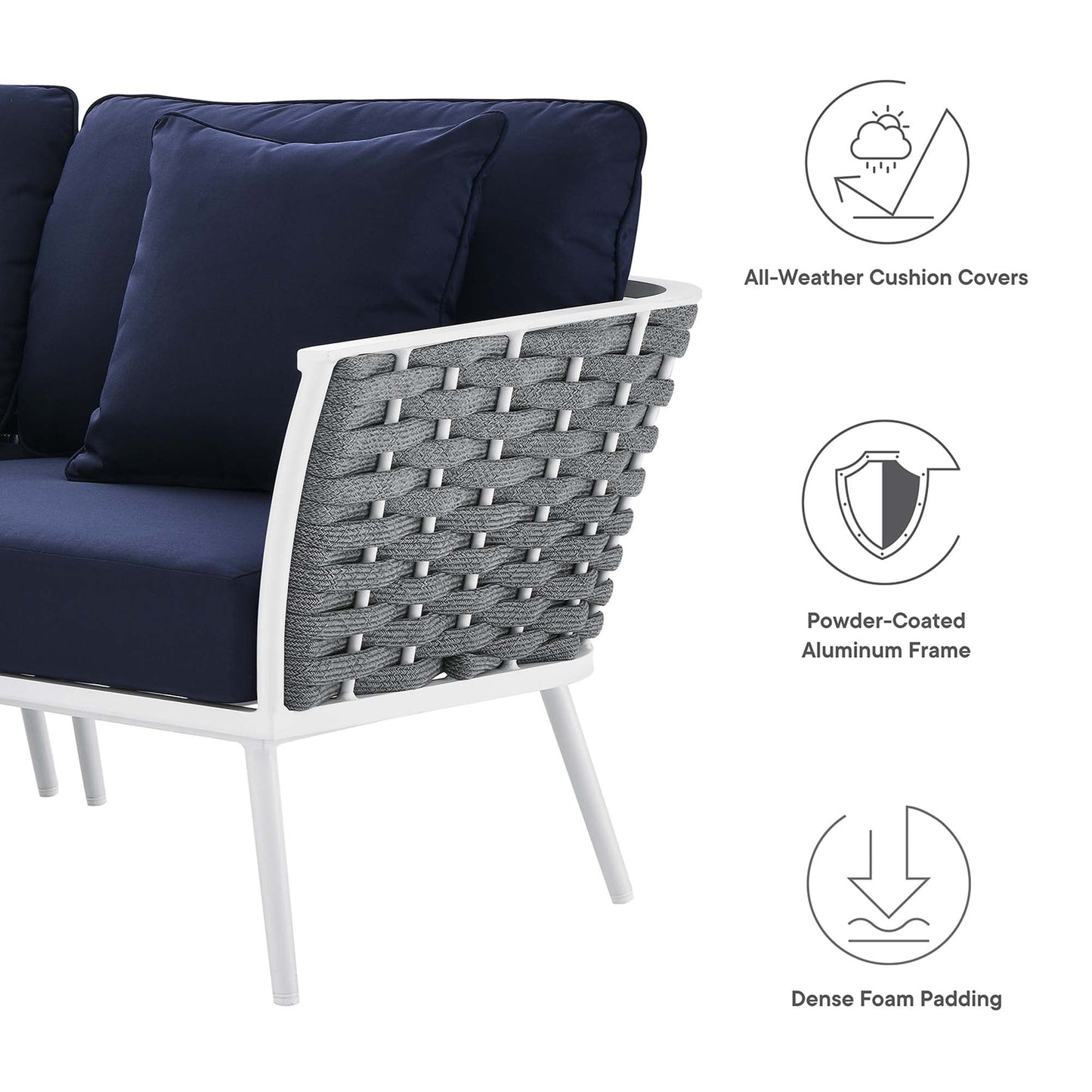 Modway Furniture Stance 9 Piece Aluminum Outdoor Patio Aluminum Sectional Sofa Set by Modway - EEI-5758-WHI-GRY