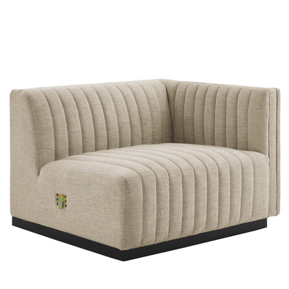 Modway Furniture Conjure Channel Tufted Upholstered Fabric Loveseat - Modern Elegance for Your Living Room Oasis - EEI-5786-BLK-WHI