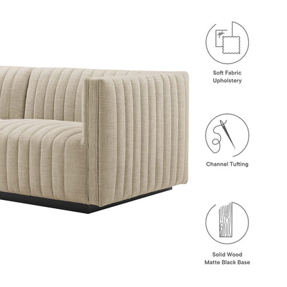 Modway Furniture Conjure Channel Tufted Upholstered Fabric Loveseat - Modern Elegance for Your Living Room Oasis - EEI-5786-BLK-WHI