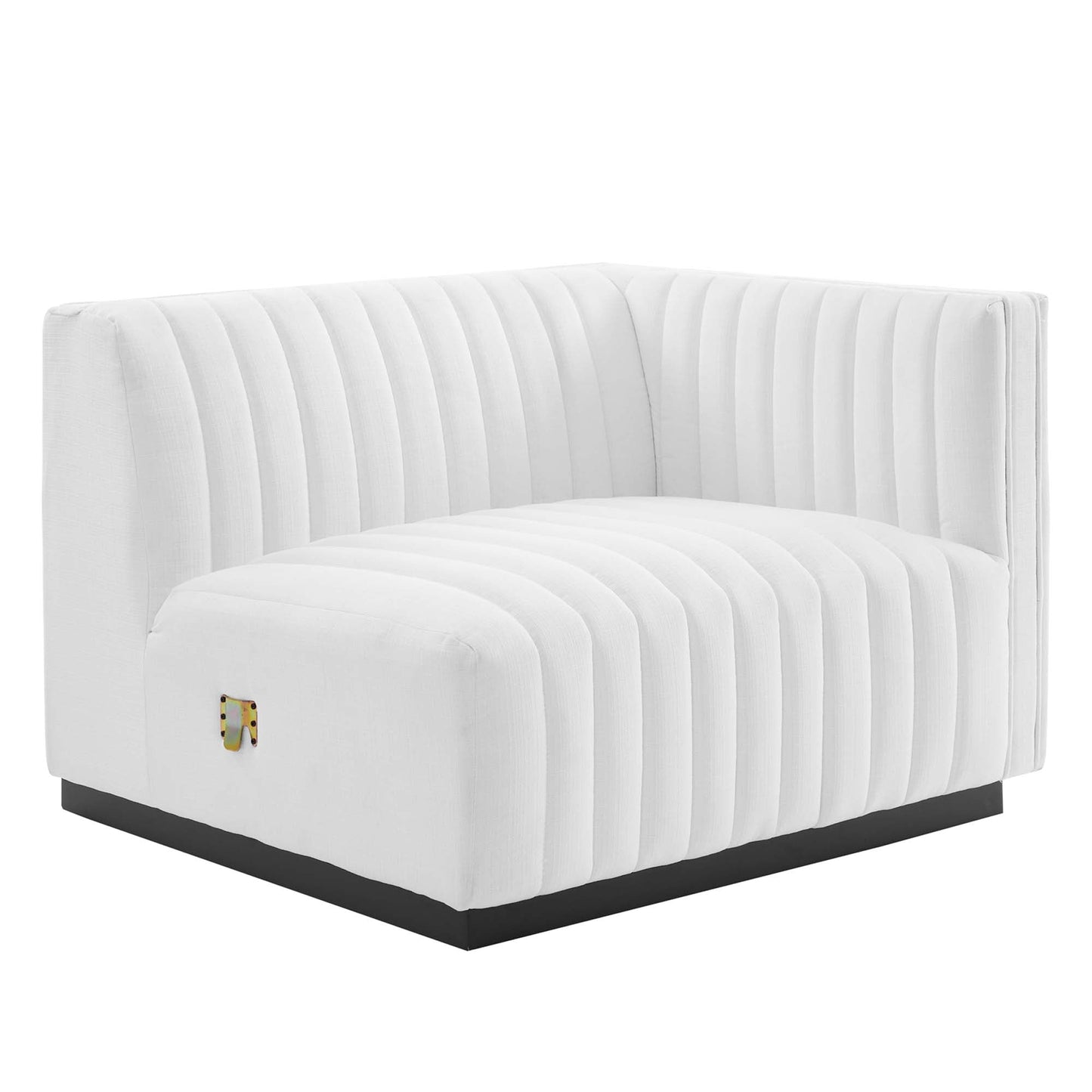 Modway Furniture Conjure Channel Tufted Upholstered Fabric Loveseat - Modern Elegance for Your Living Room Oasis - EEI-5786-BLK-WHI